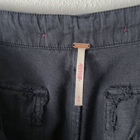 Free People Bay To Breakers Pants Size S Black Barrel Harem Baggy Cargo - Picture 3 of 16